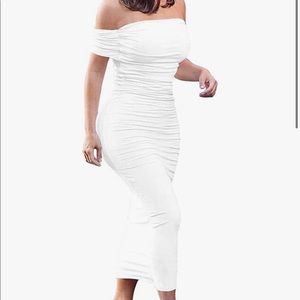 Women's Ruched Off Shoulder Short Sleeve Dress